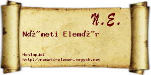 Németi Elemér névjegykártya