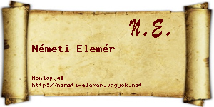 Németi Elemér névjegykártya